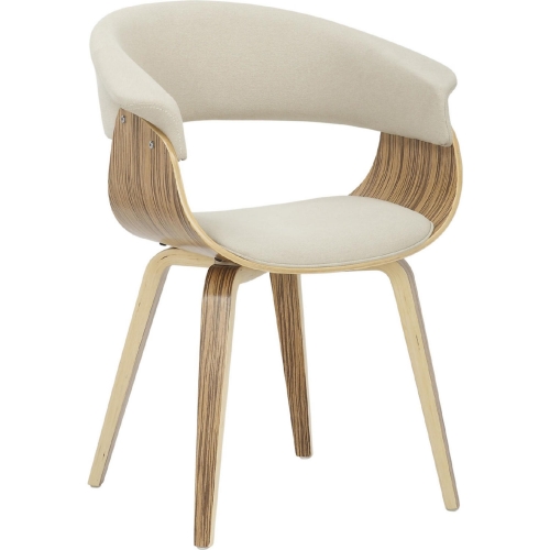 Vintage Mod Dining Chair in Cream Fabric & Zebra Wood